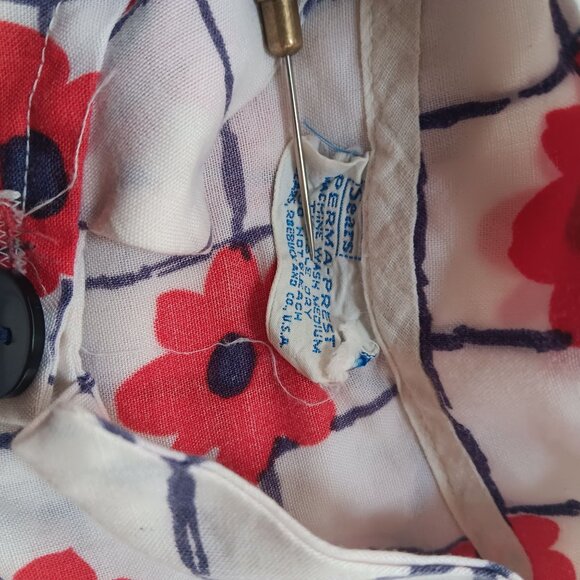 True Vintage Women's Small XS Top Frock Mandarin Collar Sears 1970's Mod Mom - Picture 8 of 8